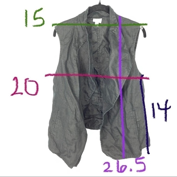 J.Jill Vest Cardigan Linen Waterfall Draped Open Front Asymmetrical Sleeveless - Picture 10 of 12